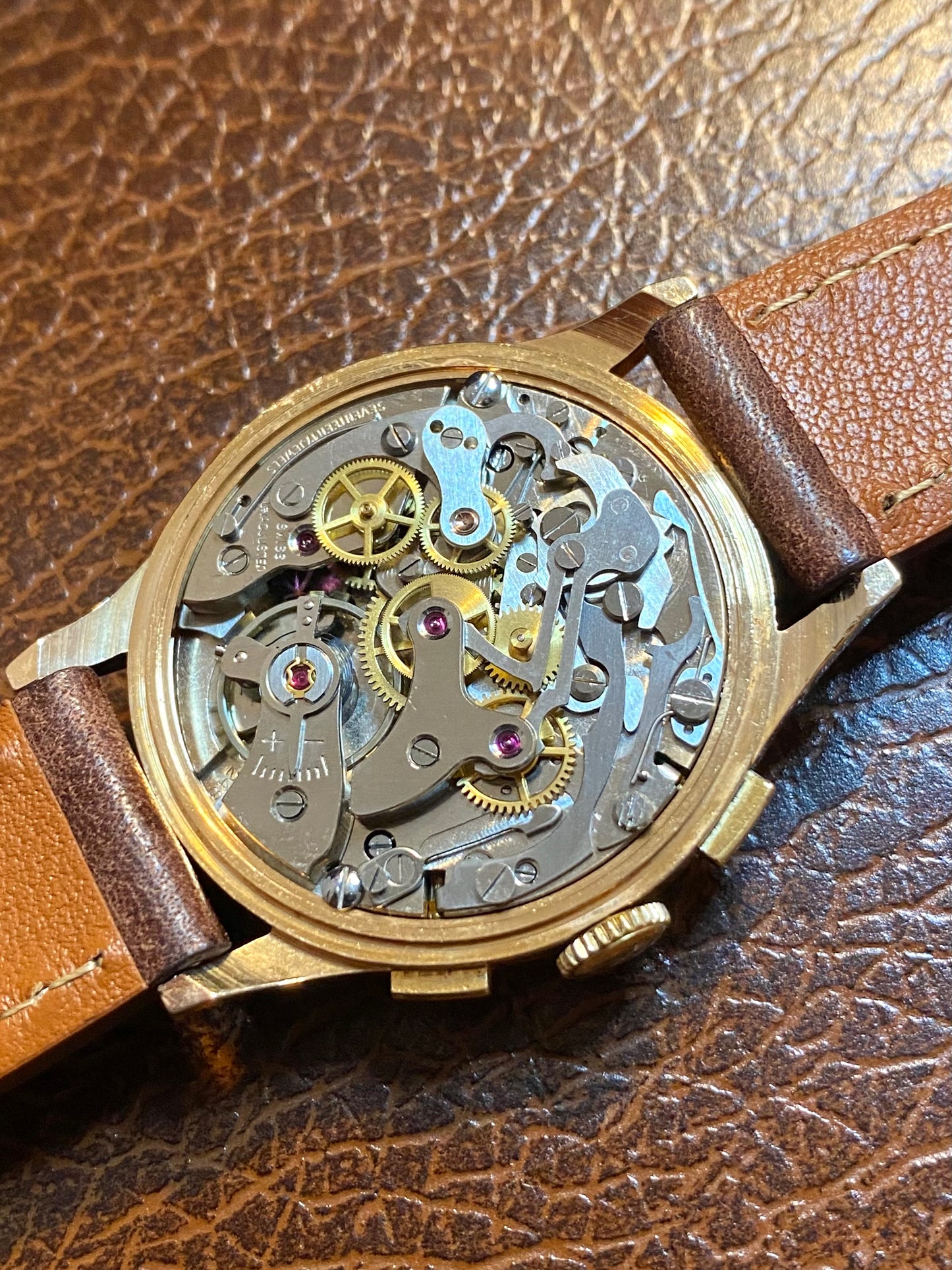 Thisy Montre Chronographe Suisse Plaqué Or Vintage Landeron 248 - 1960