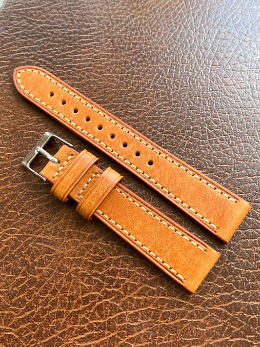 Bracelet de Montre Vintage - BRUN 18mm - Cuir Véritable de Haute Qualité