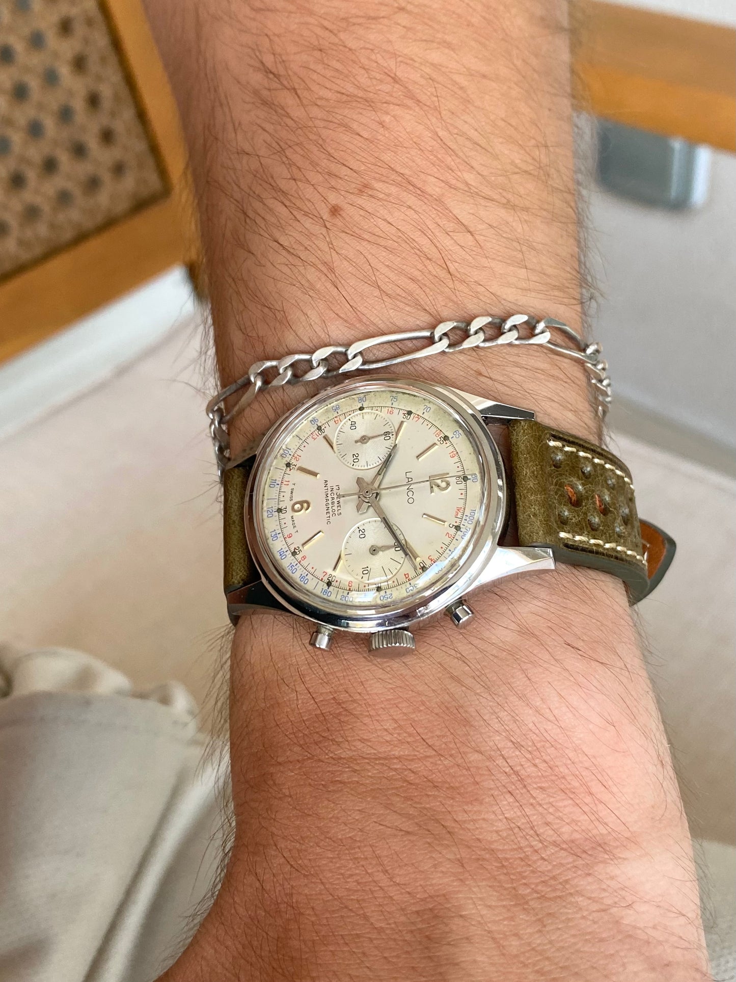 Lanco Chronographe Landeron 248 Acier Montre Vintage Mécanique 1960