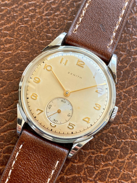 Zenith Calatrava Montre Vintage Mécanique - Boîtier Cornes de Vache - Cal.106 1940