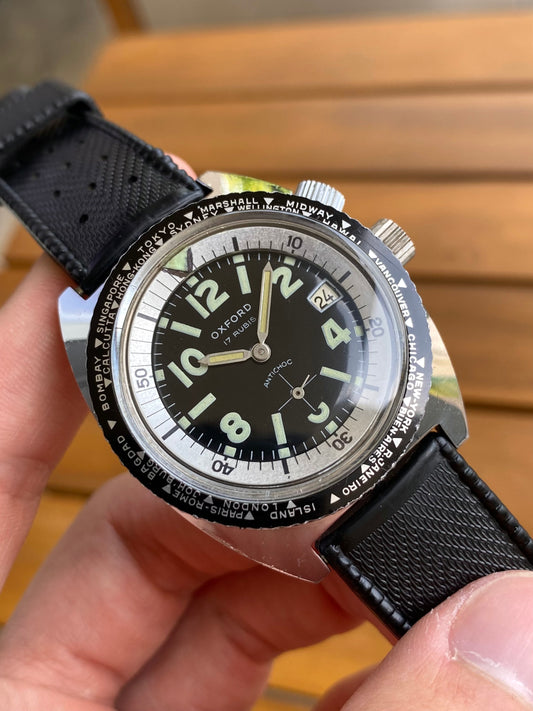 Oxford WorldTimer Diver Montre Vintage Mécanique Plongée 1970