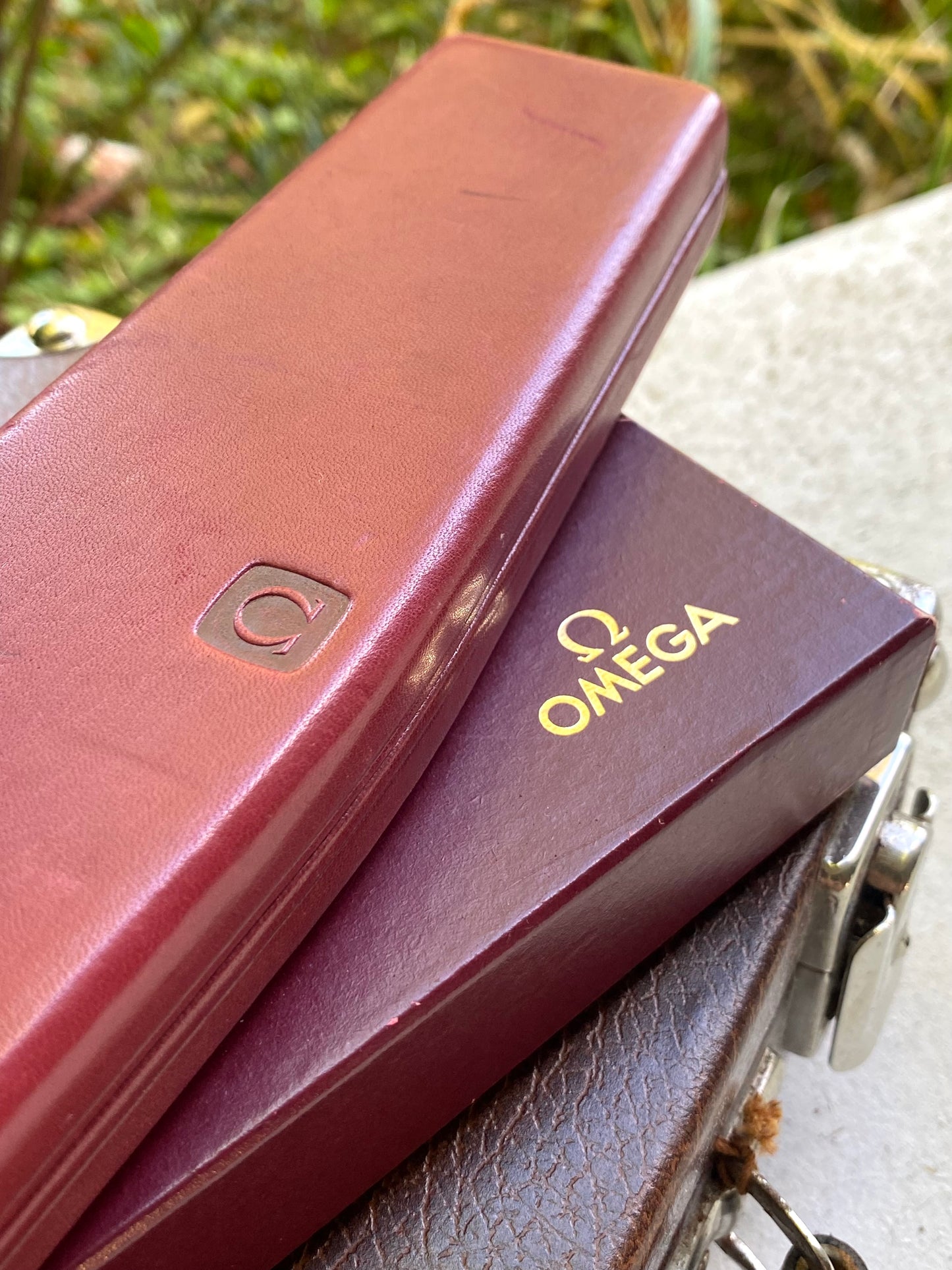 OMEGA Écrin de Montre Vintage en Cuir Véritable + Surboite - Boite Étui de rangement