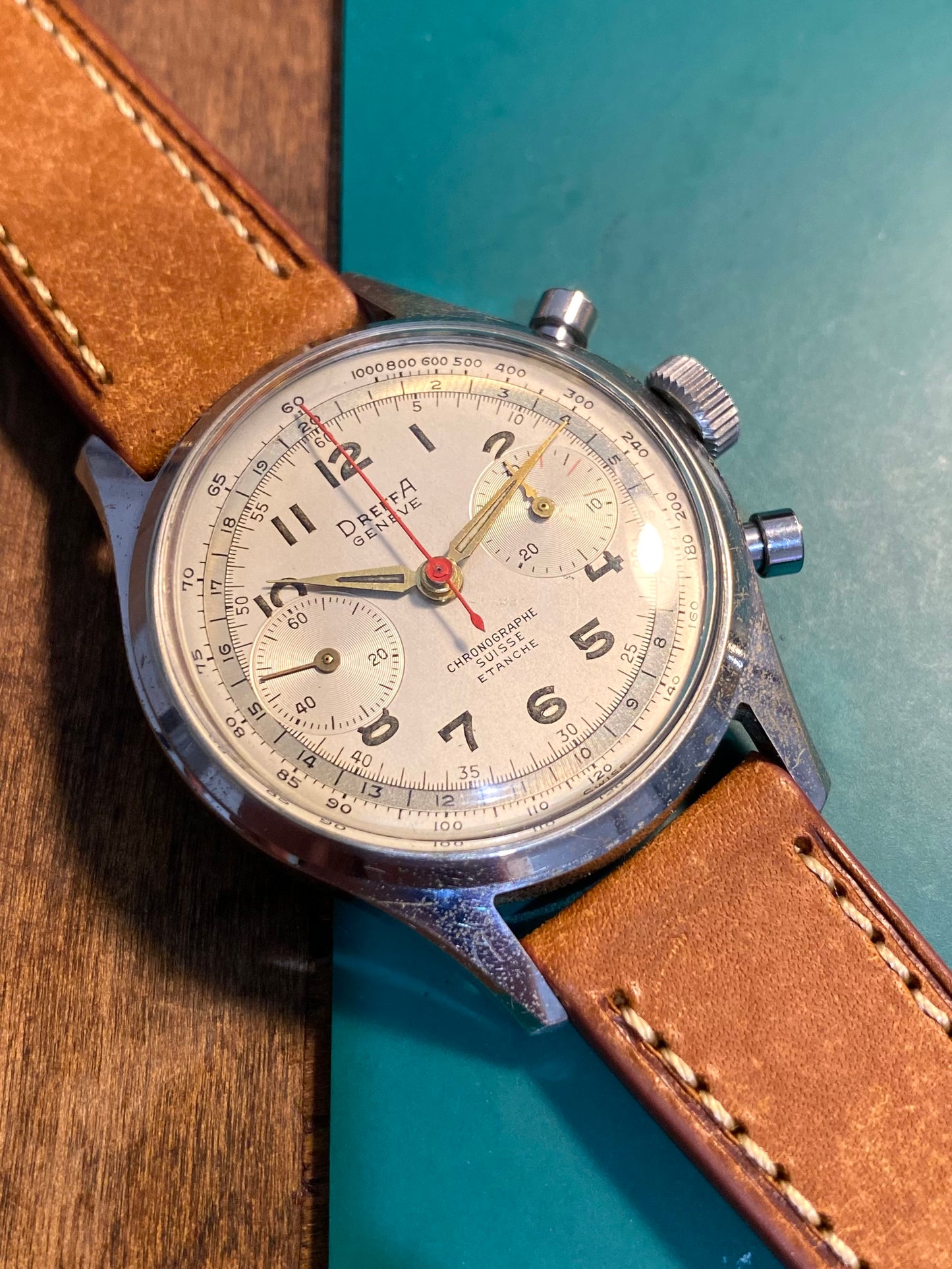 Dreffa Genève Chronograph Landeron 151 Montre Vintage Mécanique 1960