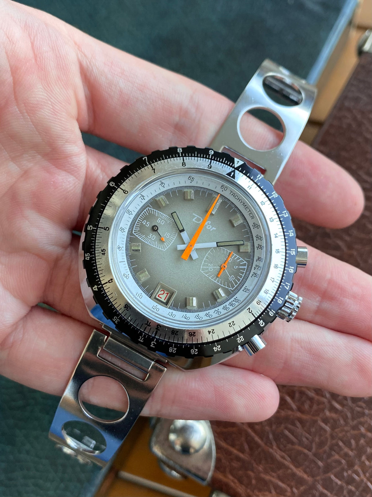 Difor France NOS Neuve Montre Vintage Chronographe Diver Plongée Valjoux 7734 - 1970