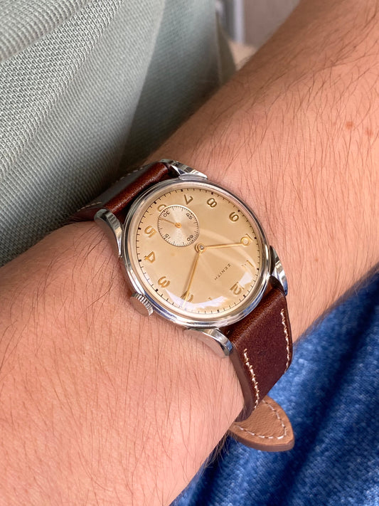 Zenith Calatrava Montre Vintage Mécanique - Boîtier Cornes de Vache - Cal.106 1940