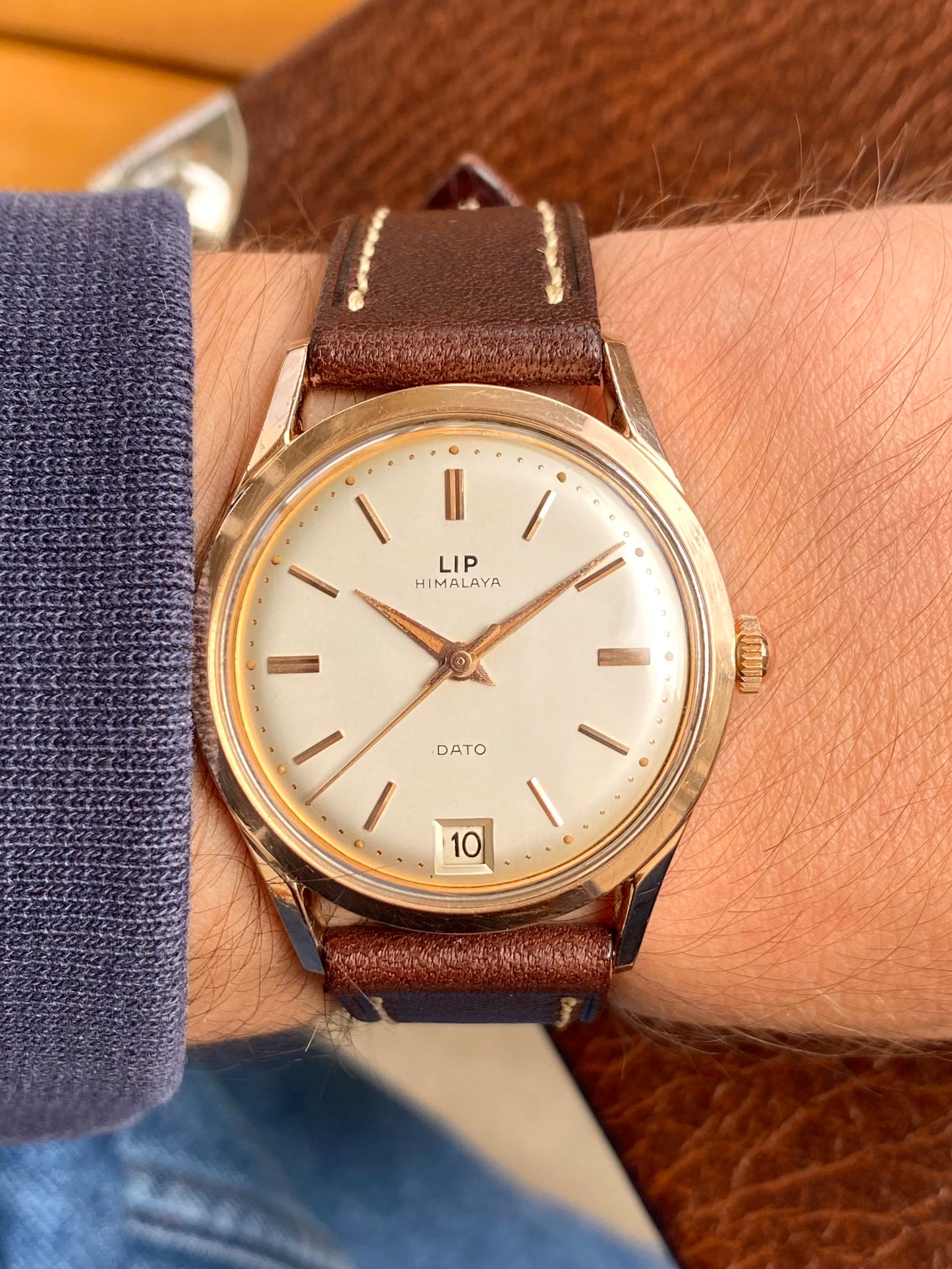 LIP Himalaya Dato Boitier Super Plaqué Or 200 Microns - Montre Vintage Mécanique R23 1960