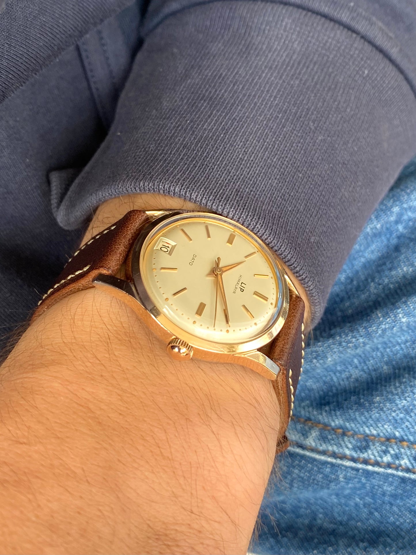 LIP Himalaya Dato Boitier Super Plaqué Or 200 Microns - Montre Vintage Mécanique R23 1960