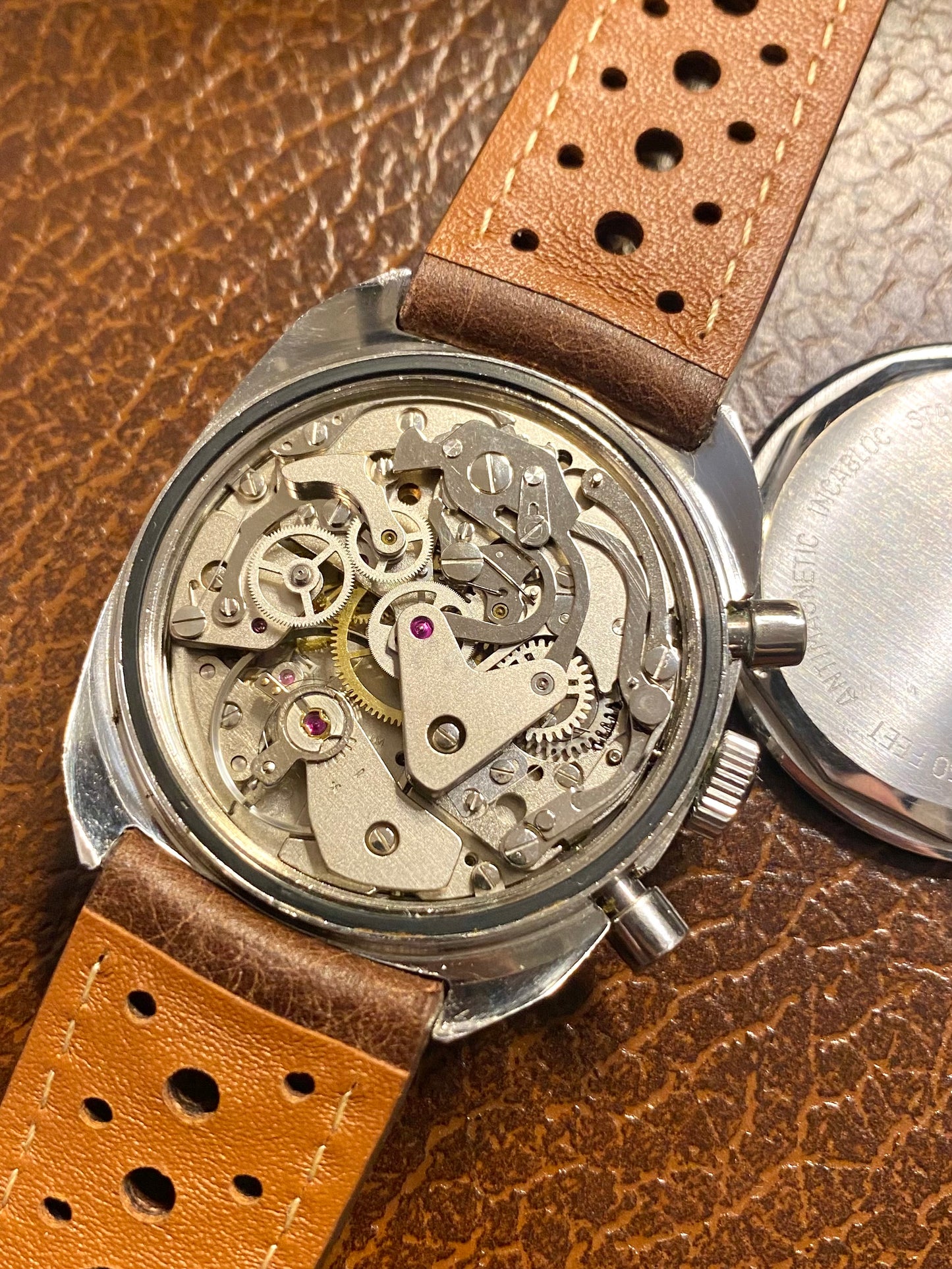 Blita Montre Vintage Chronographe Mécanique Valjoux 7734 - Cadran Bordeaux Sport Rallye 1970