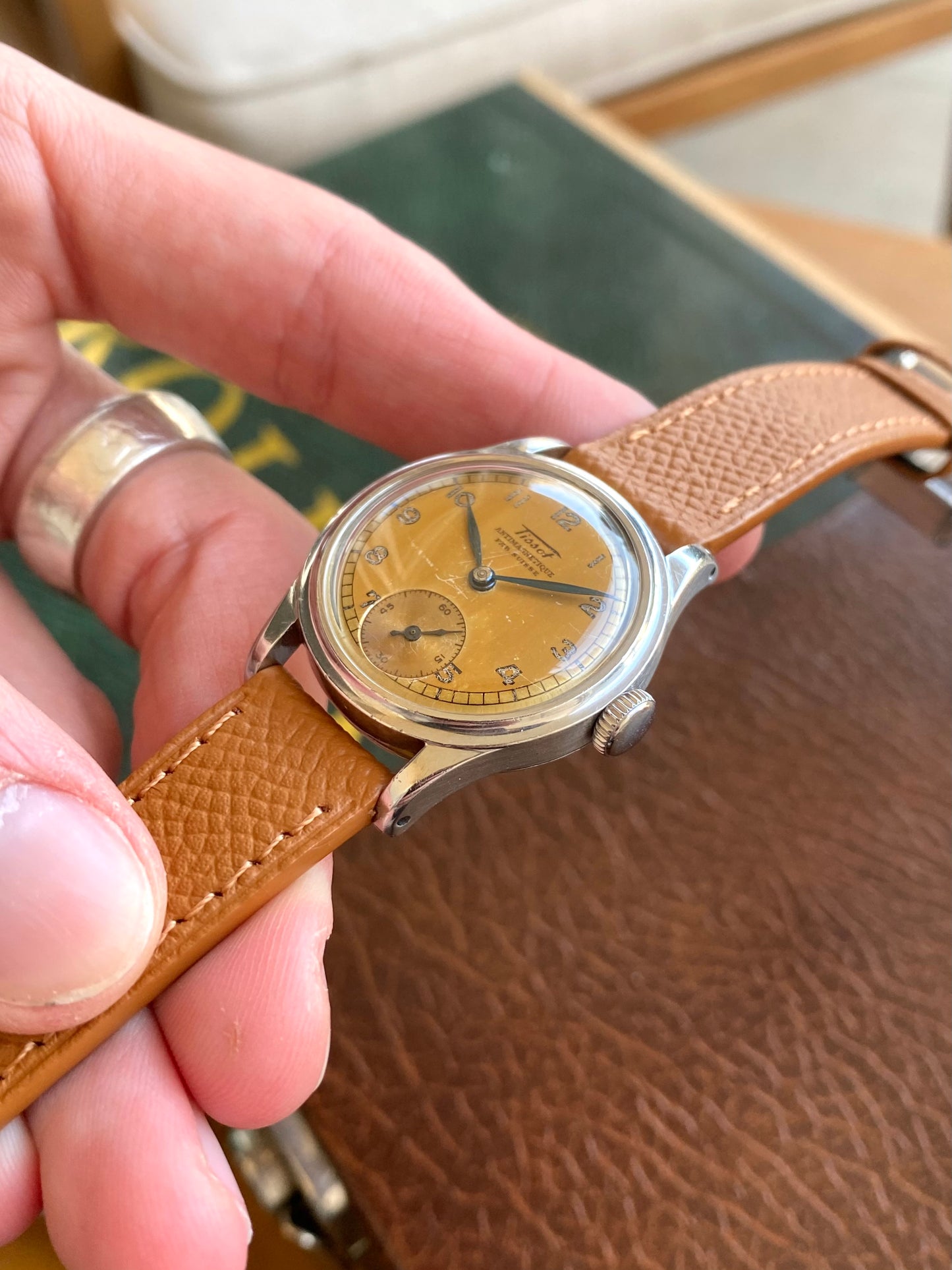 Tissot Fab. Suisse Antimagnetic Cadran Patine Tropical Militaire Montre Vintage Cal.27 - 1940