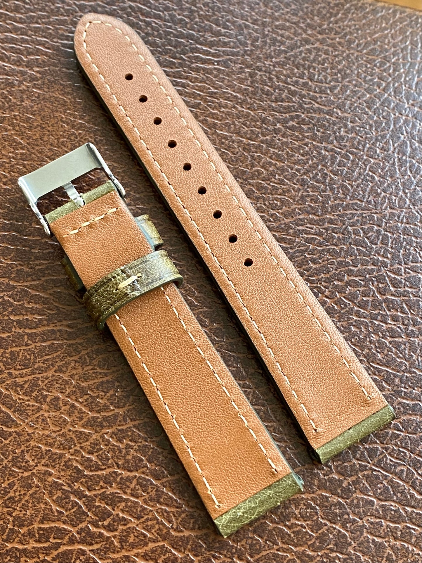 Bracelet de Montre Vintage - VERT 18mm - Cuir Véritable de Haute Qualité
