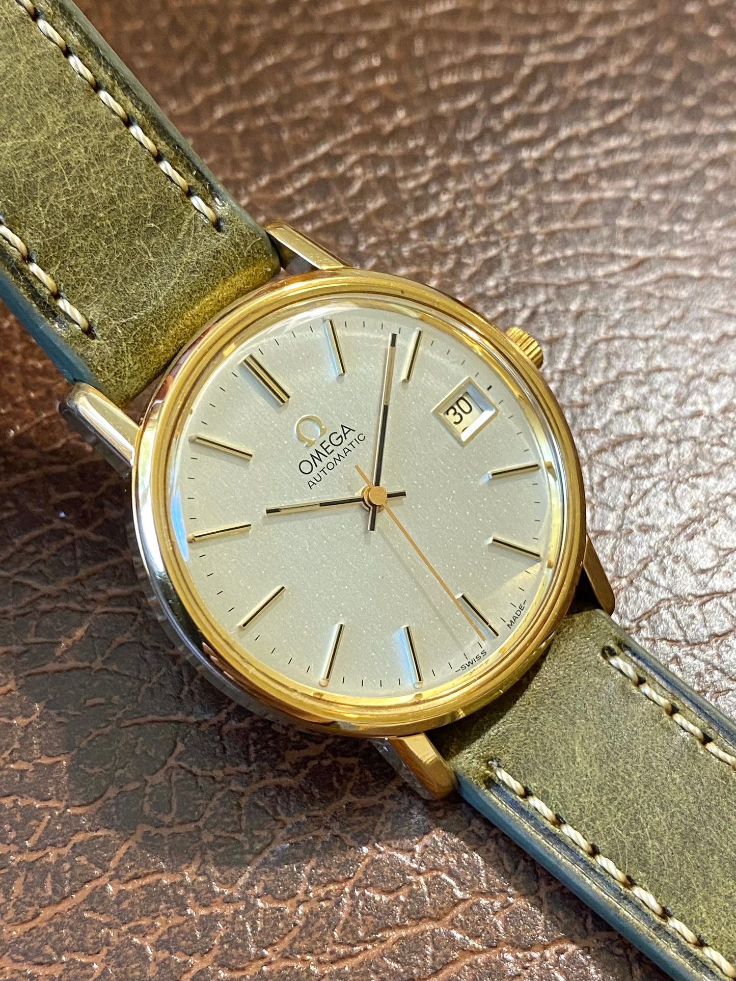 Omega Automatic Date Plaqué Or Cal.1012 Montre Vintage Mécanique 1979
