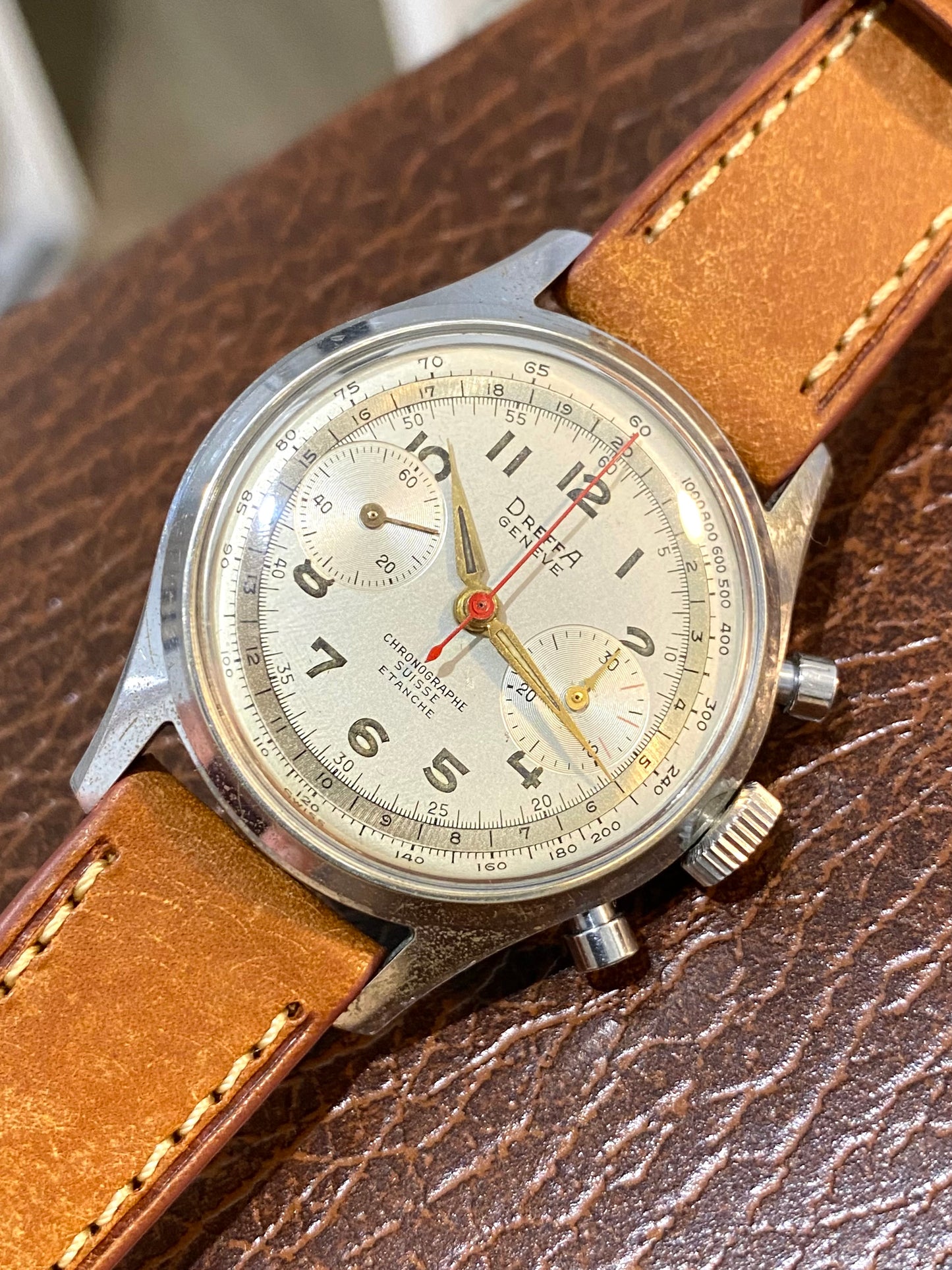 Dreffa Genève Chronograph Landeron 151 Montre Vintage Mécanique 1960