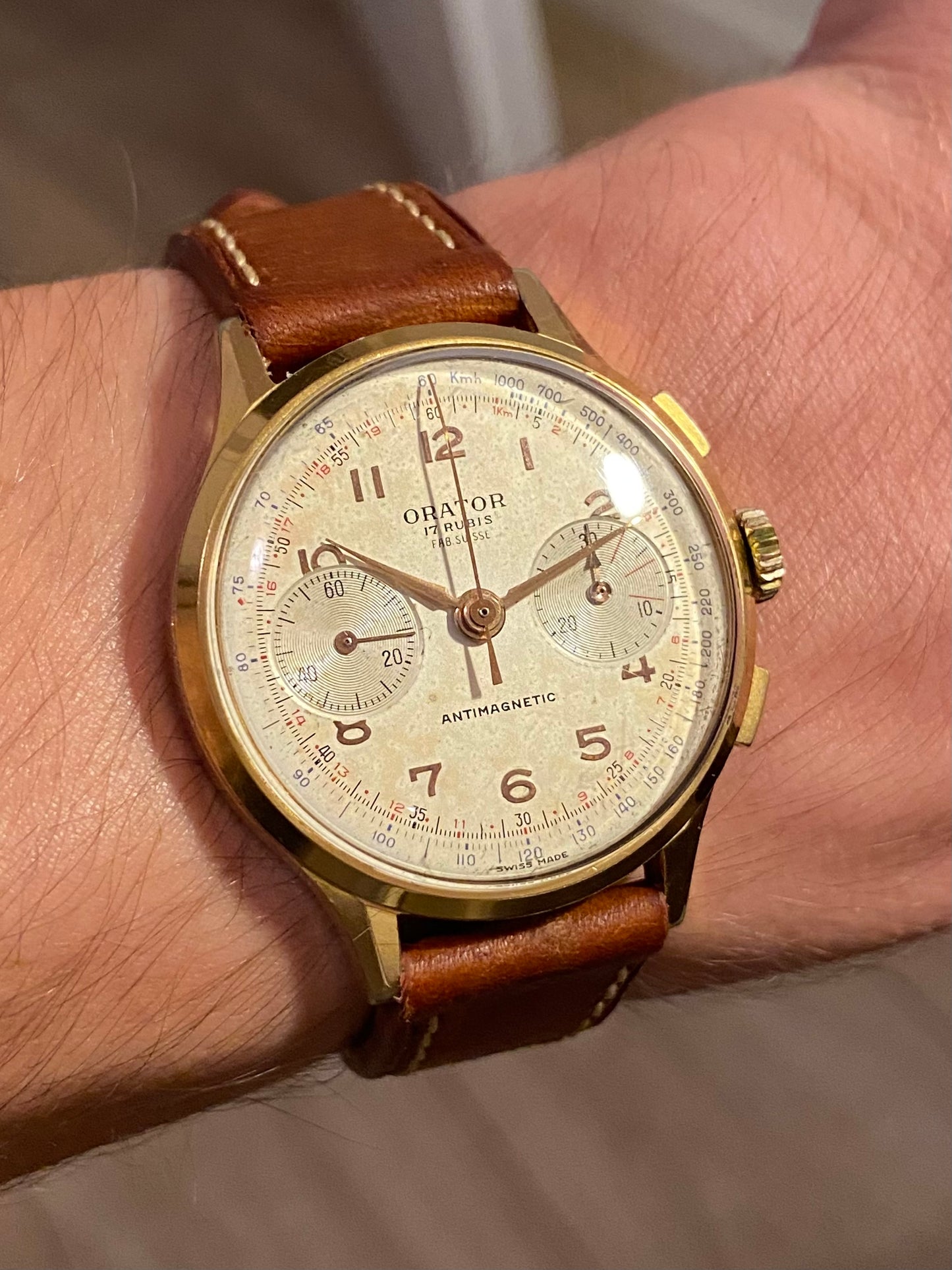 ORATOR Fab Suisse Chronographe Montre Vintage Landeron 48 Mécanique 1950