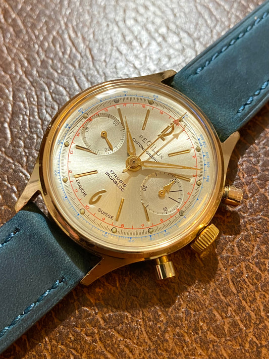Regilux Chronographe Ébauche Suisse Montre Vintage Mécanique Landeron 248 Plaqué Or 1960