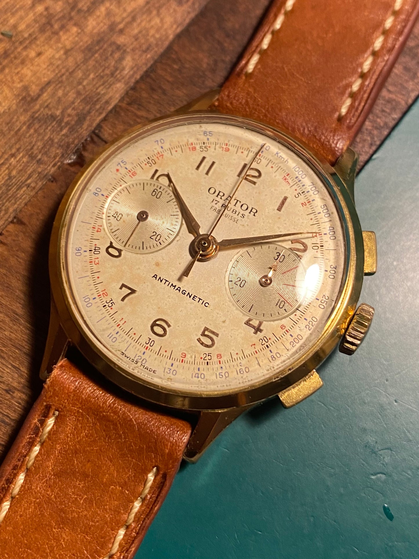 ORATOR Fab Suisse Chronographe Montre Vintage Landeron 48 Mécanique 1950