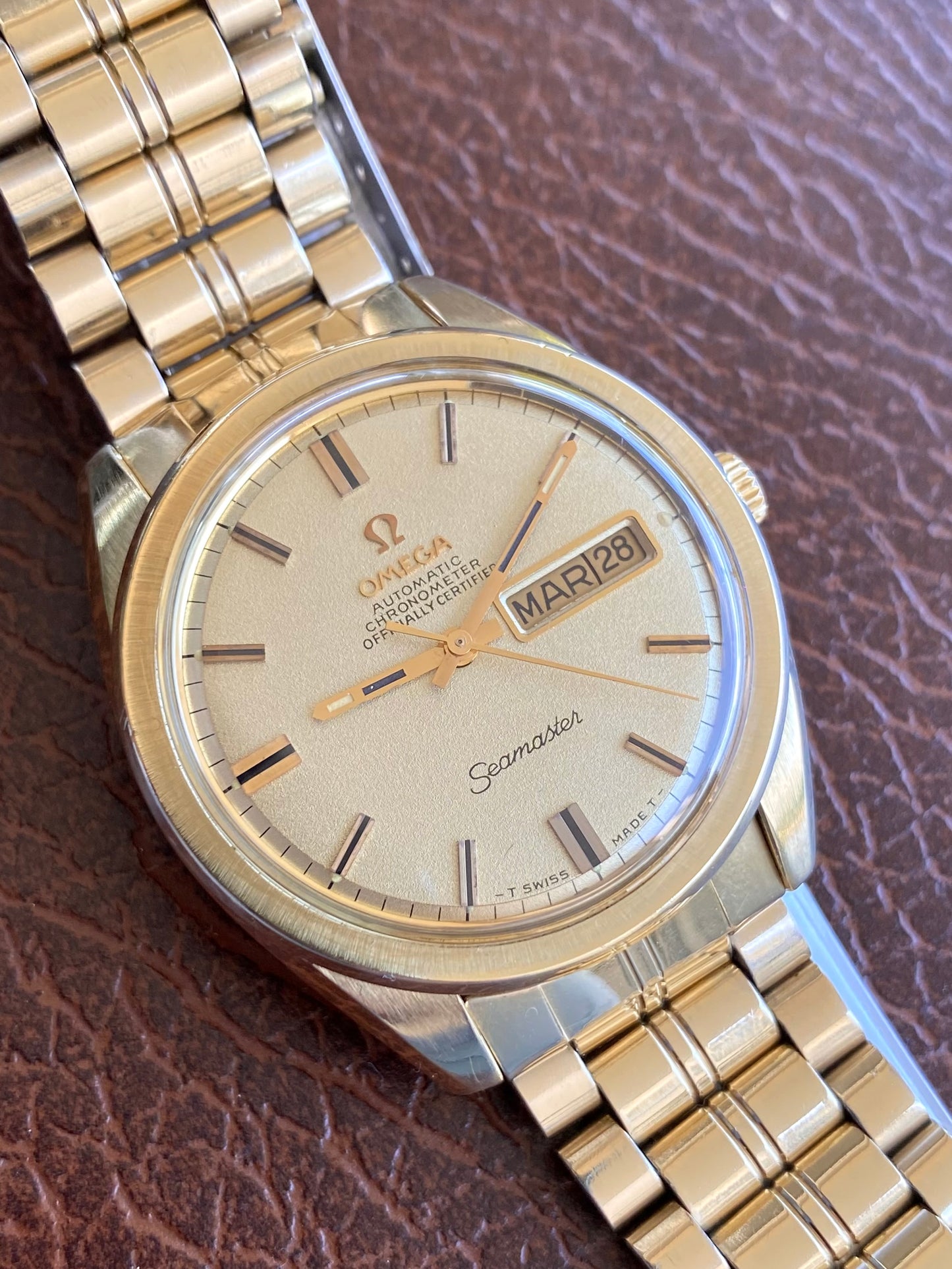 Omega Seamaster Chronometer Automatic - Ref. 168.023 Plaqué Or Bracelet 1069 - Montre Vintage Mécanique Calendrier Cal. 751 - 1968