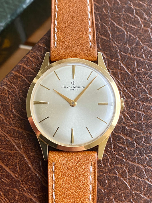 Baume & Mercier 2599 Montre Vintage Mécanique Extra-Plate Plaqué Or BM1050 - 1960