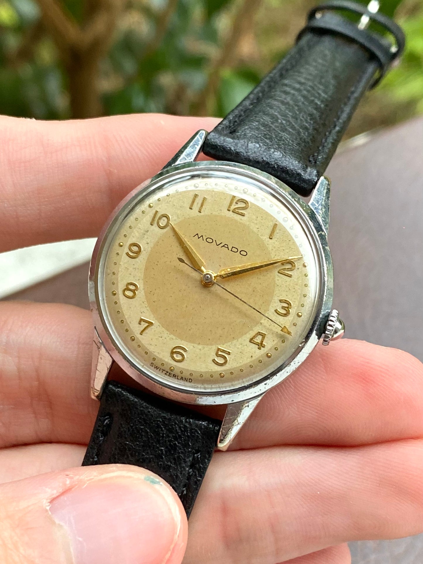 Movado Montre Vintage Mécanique Cadran Bi-Ton 1950