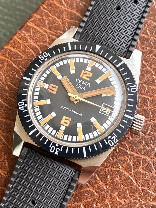 Yema Club Diver Sous-Marine Montre Vintage Mécanique Acier Cal. FE141-2 Plongée 1970