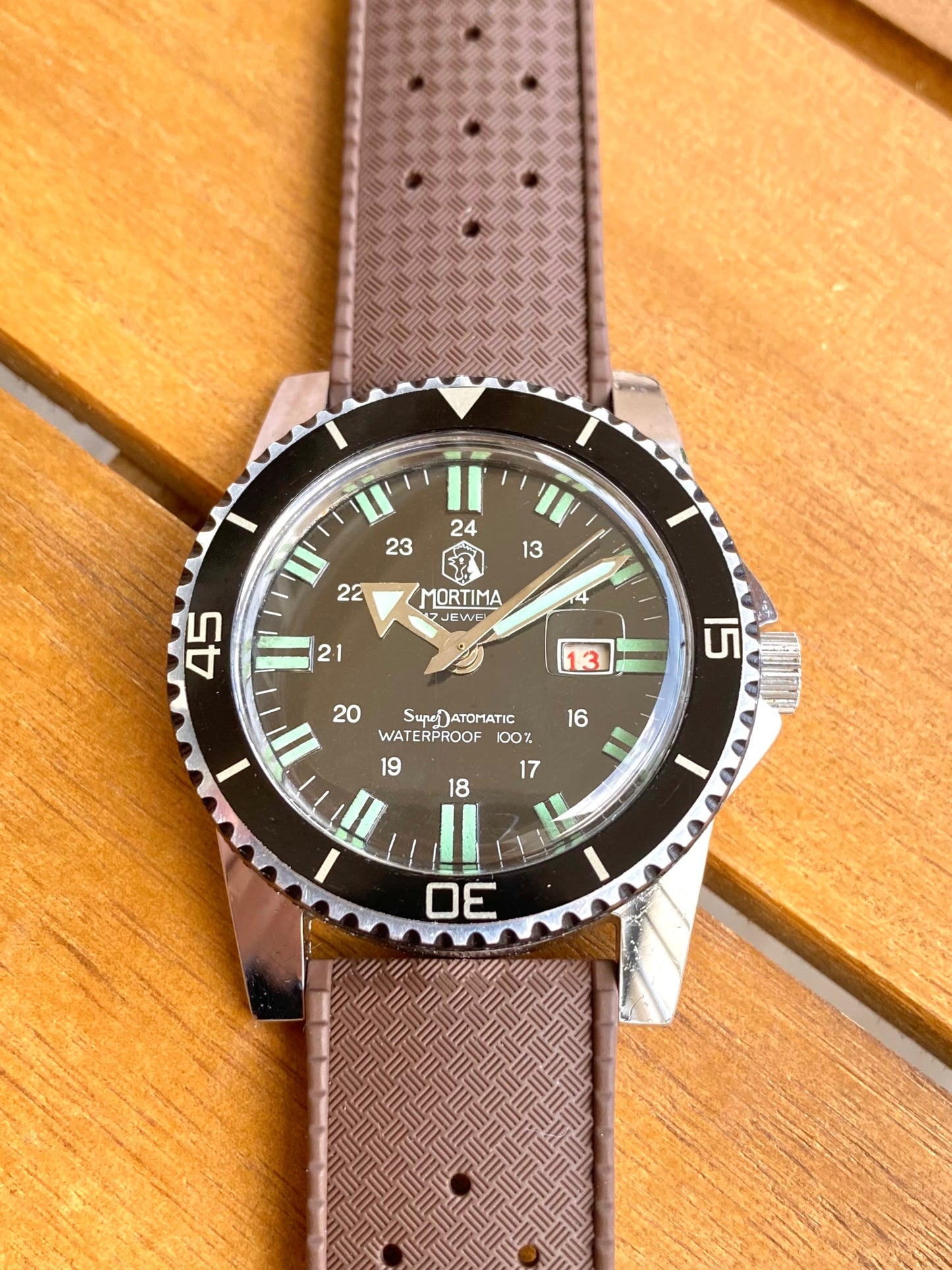 Mortima SuperDatomatic Montre Vintage Française Mécanique Diver Plongée 1970