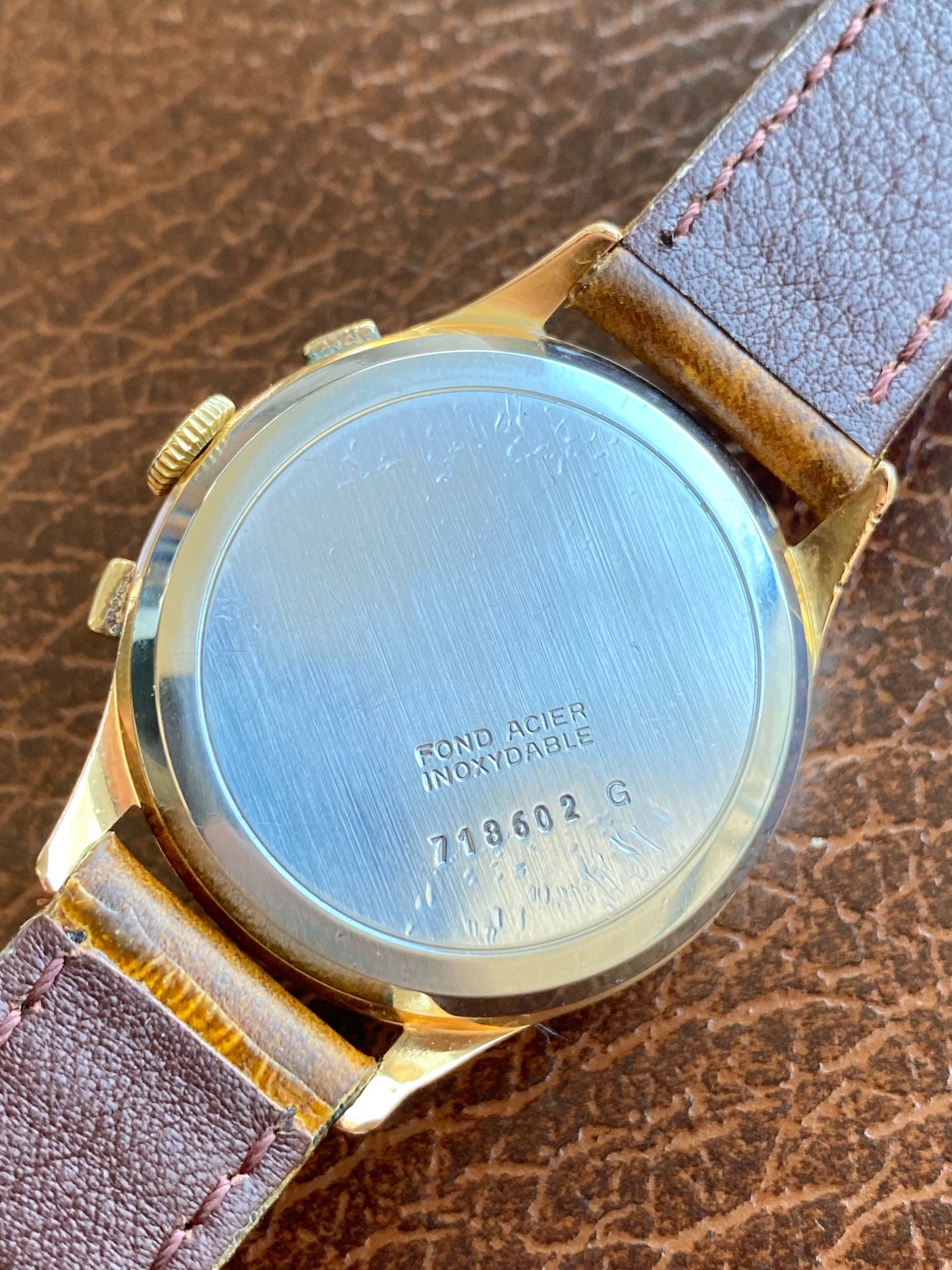 Elgé Ébauche Suisse Chronographe - Montre Vintage Mécanique Plaqué Or Landeron 187 - 1960