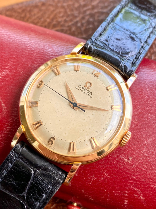 Omega Automatic Or Rose 18k 750/1000 Montre Vintage Mécanique Cal.354 Bumper 1953 + Écrin & Bracelet