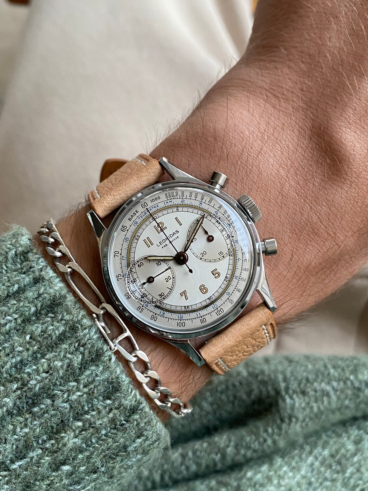 Leonidas Fab. Suisse Chronographe Landeron 48 - Pré Heuer Montre Vintage Mécanique 1940