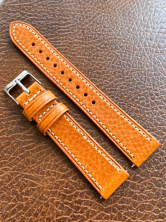 Bracelet de Montre Vintage - ORANGE 18mm - Cuir Véritable de Haute Qualité