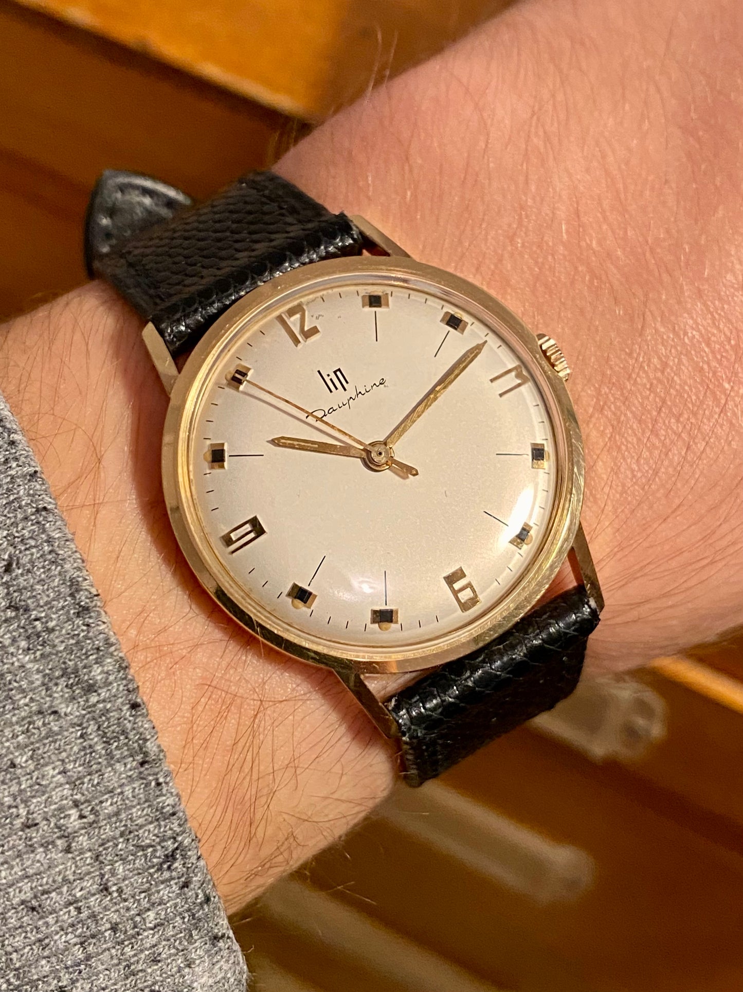 LIP Dauphine Or Jaune 18k 750/1000 Montre Vintage R016 Mécanique 1960