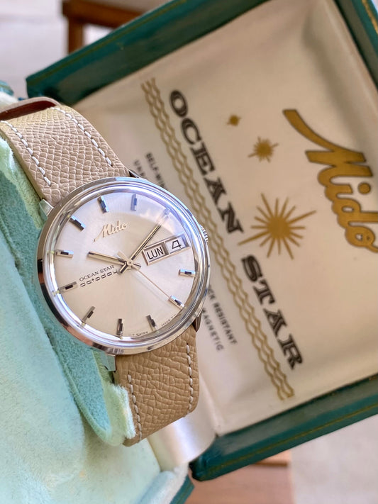 Mido OceanStar DateDay Automatic - Montre Vintage Suisse Mécanique 1147OCD - 1970 + Écrin