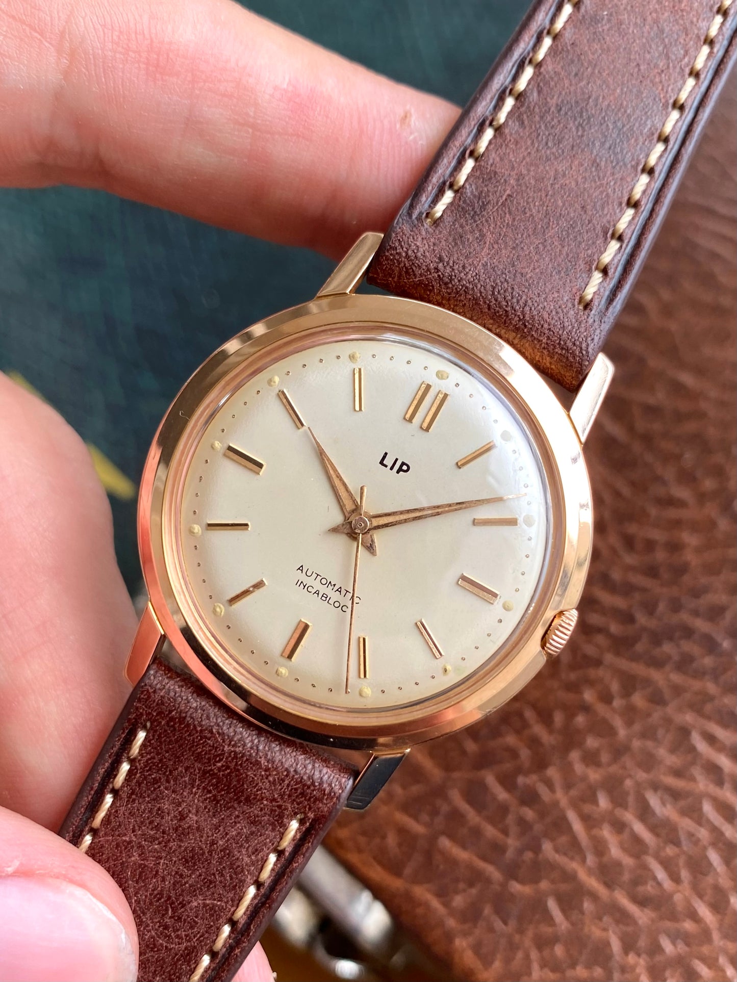 LIP France Automatic R126 - Montre Vintage Mécanique Plaqué Or Rose - 1960