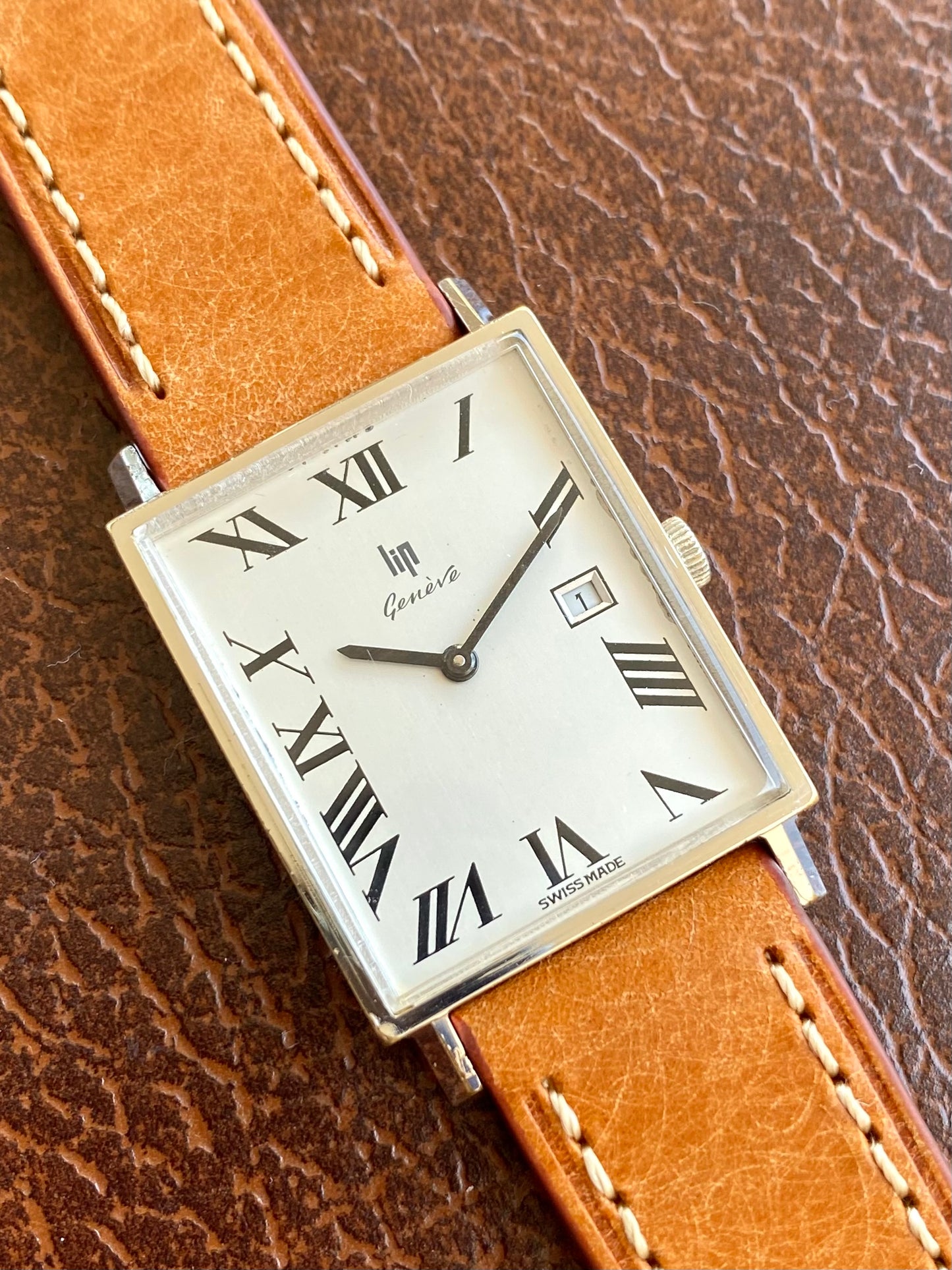 LIP Genève Montre Vintage Mécanique Boîtier Rectangle - Chiffres Romains - RC193 - 1960