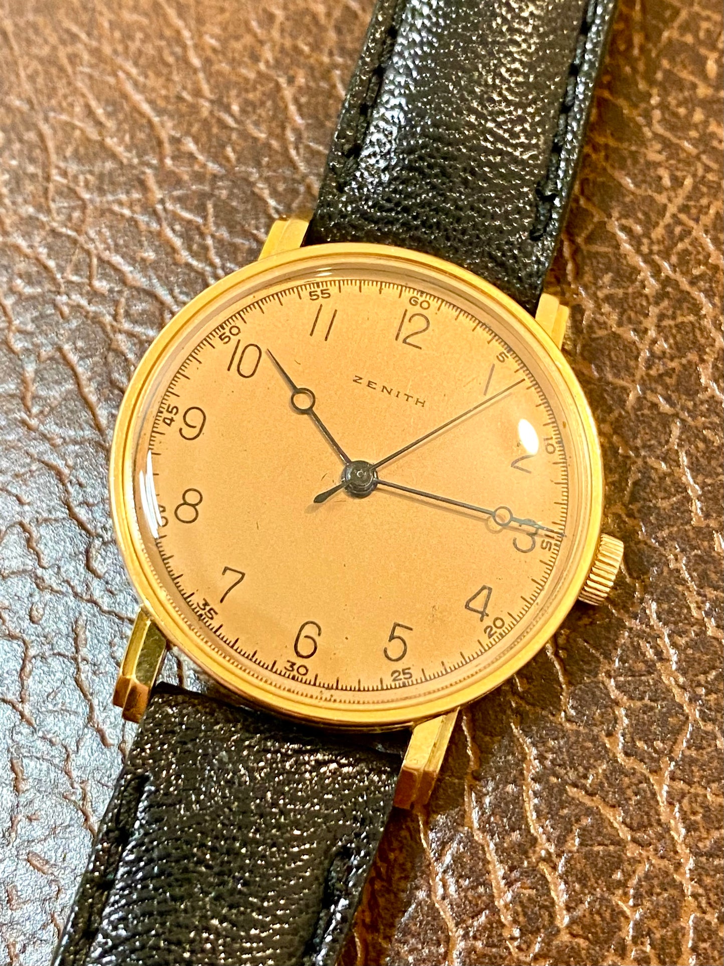 Zénith Or Rose 18k 750/1000 Art Déco Cal.106 Montre Vintage Mécanique 1940
