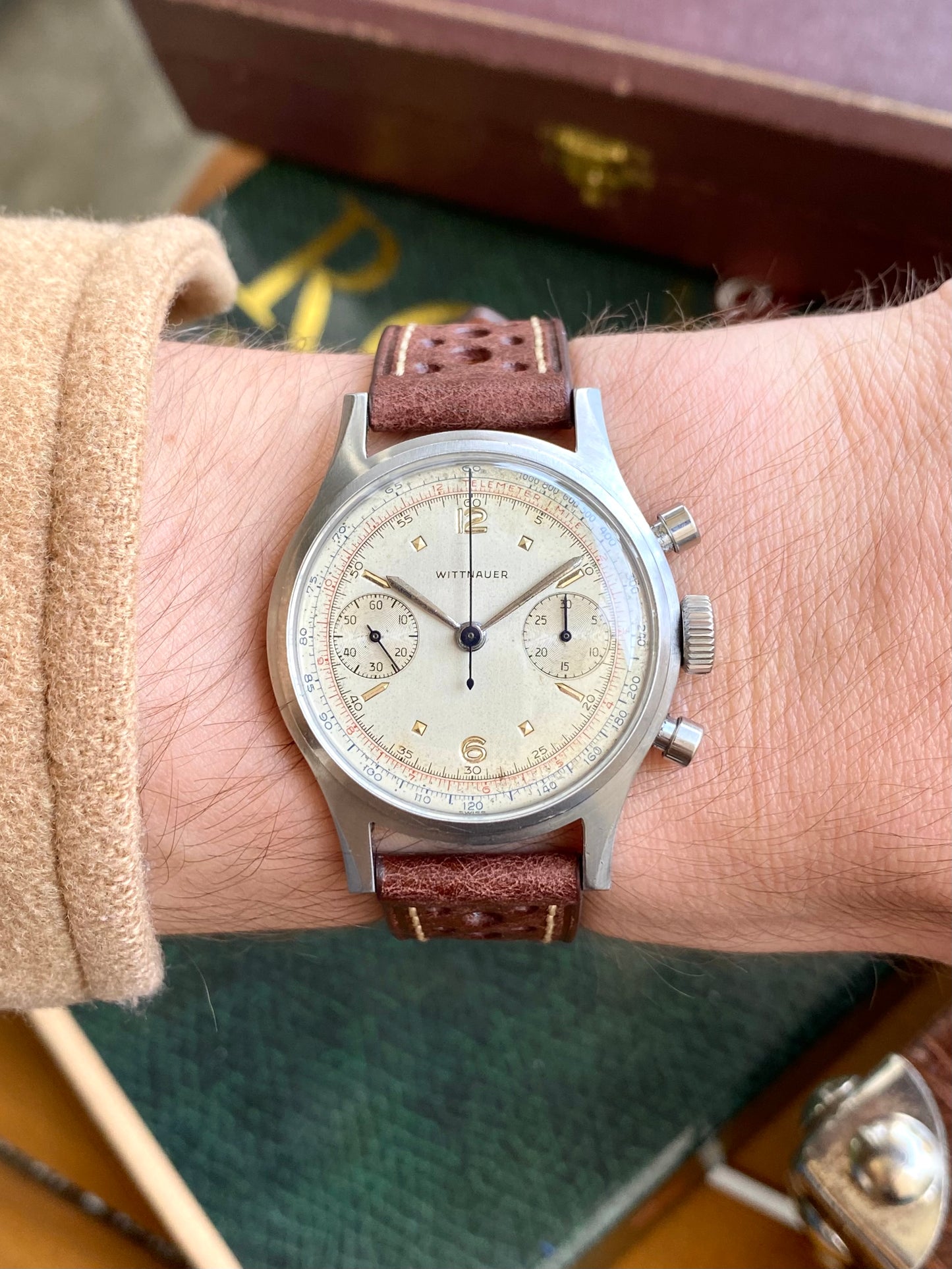 Wittnauer MultiScale Chronograph - Montre Vintage Mécanique Acier - Venus 188 - Aviation Militaire 1940