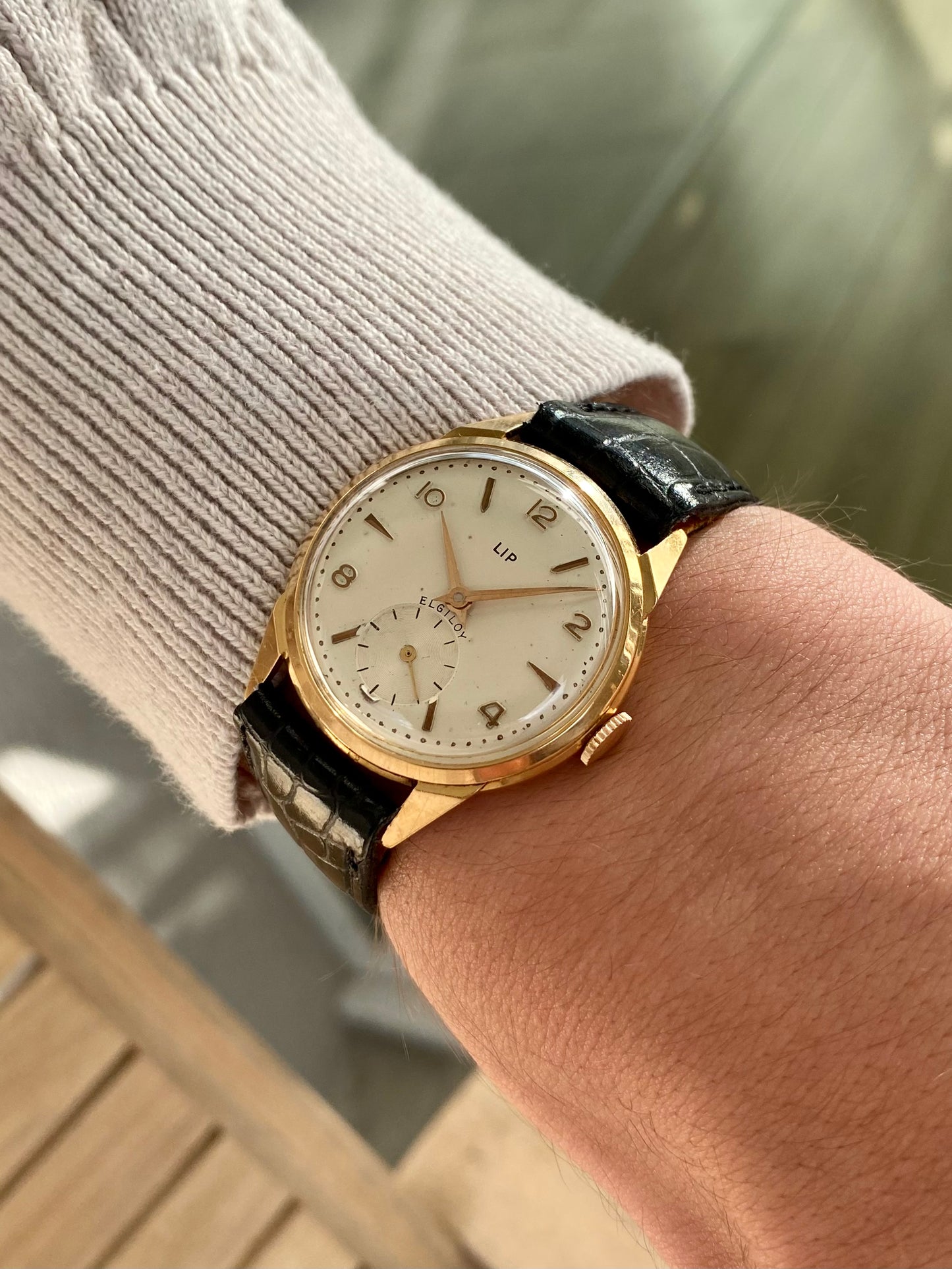 LIP Elgiloy Or Rose 18k 750/1000 R25 Montre Vintage Mécanique 1950