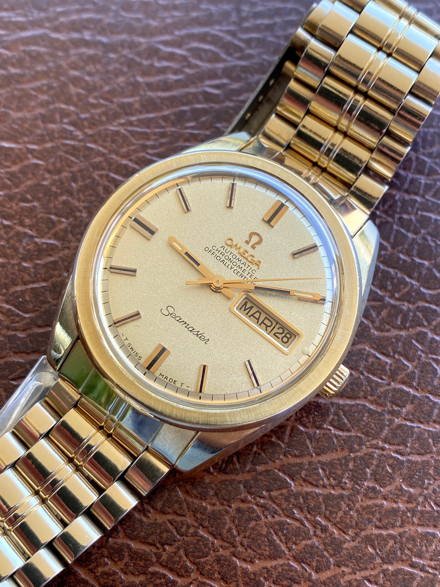 Omega Seamaster Chronometer Automatic - Ref. 168.023 Plaqué Or Bracelet 1069 - Montre Vintage Mécanique Calendrier Cal. 751 - 1968