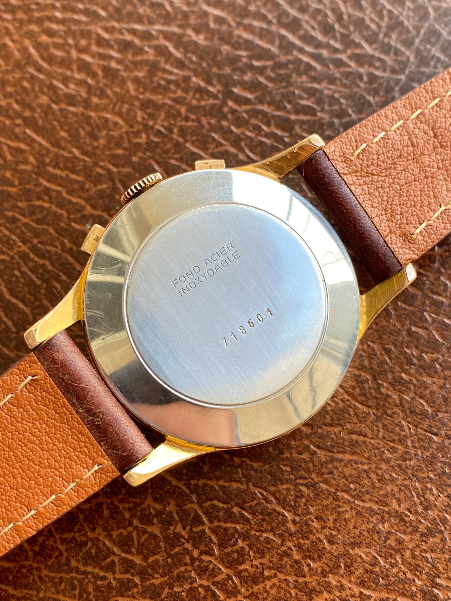 Difor Genève Chronographe Suisse Plaqué Or - Landeron 189 Date Montre Vintage Mécanique 1950