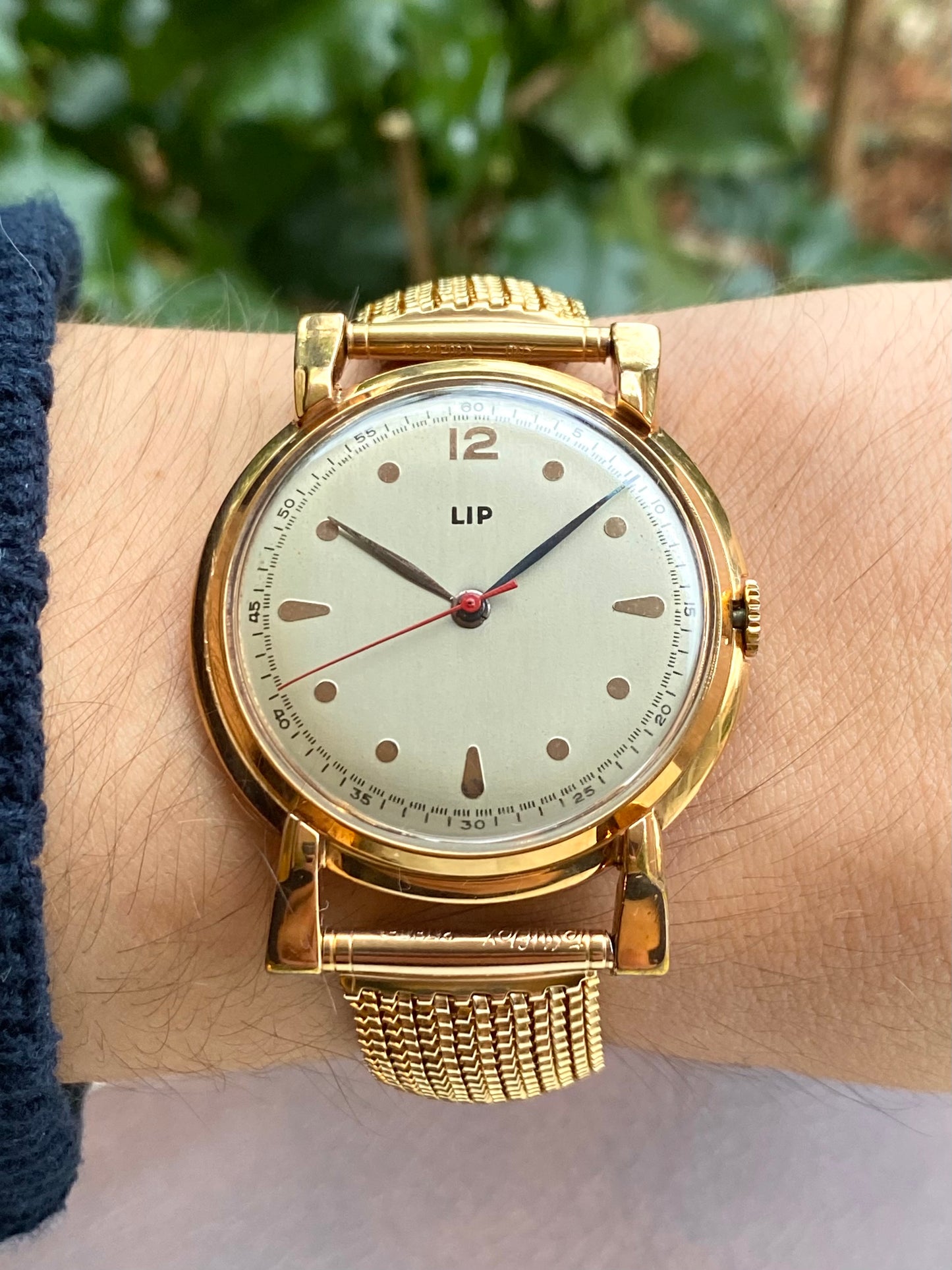 LIP Jumbo Size Montre Vintage Mécanique Plaqué Or R25 1960
