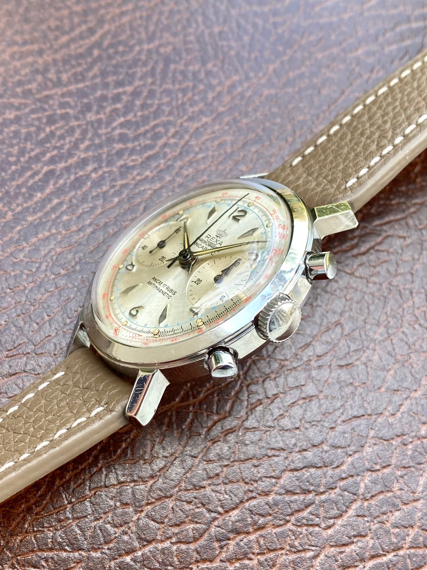 Rexa Chronographe Montre Française Vintage Landeron 248 Mécanique - 1960