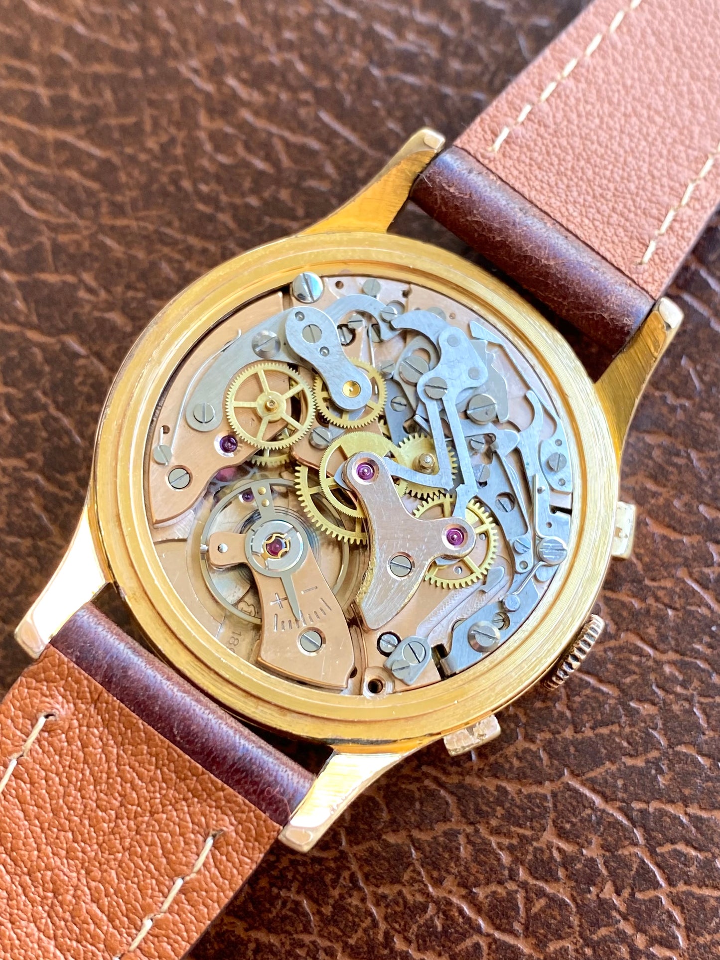 Difor Genève Chronographe Suisse Plaqué Or - Landeron 189 Date Montre Vintage Mécanique 1950