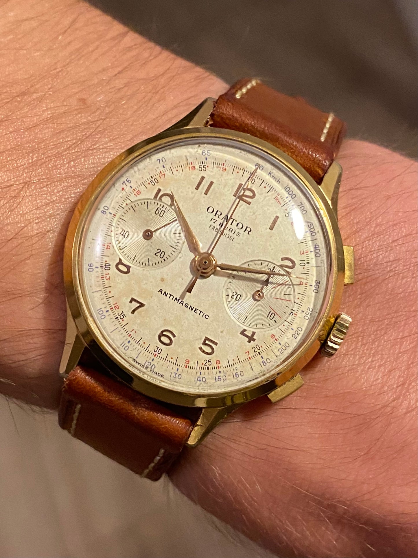 ORATOR Fab Suisse Chronographe Montre Vintage Landeron 48 Mécanique 1950