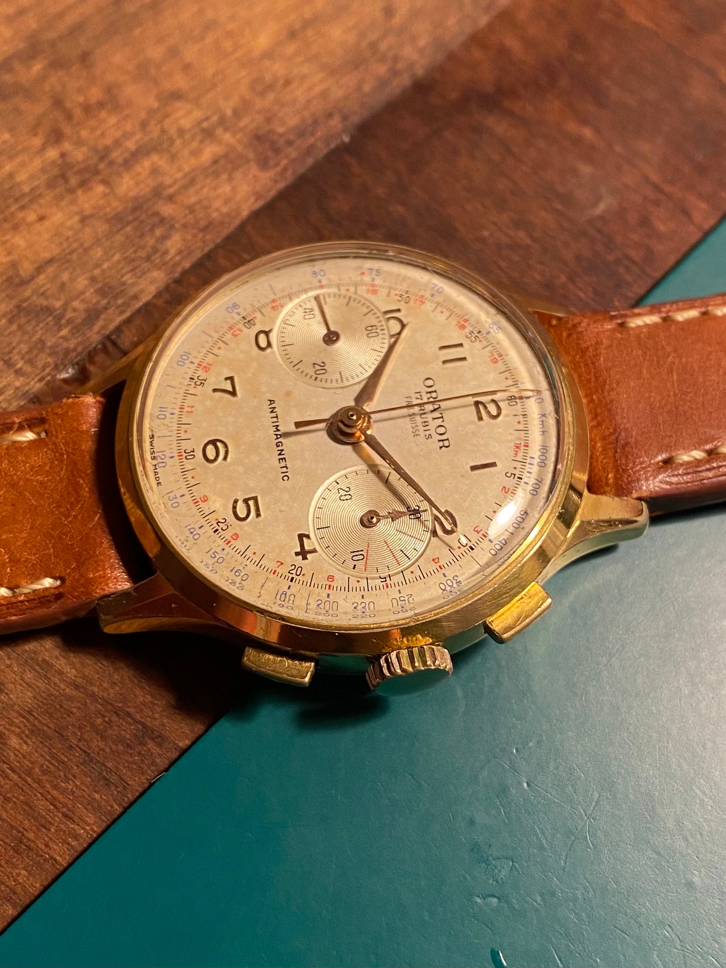 ORATOR Fab Suisse Chronographe Montre Vintage Landeron 48 Mécanique 1950