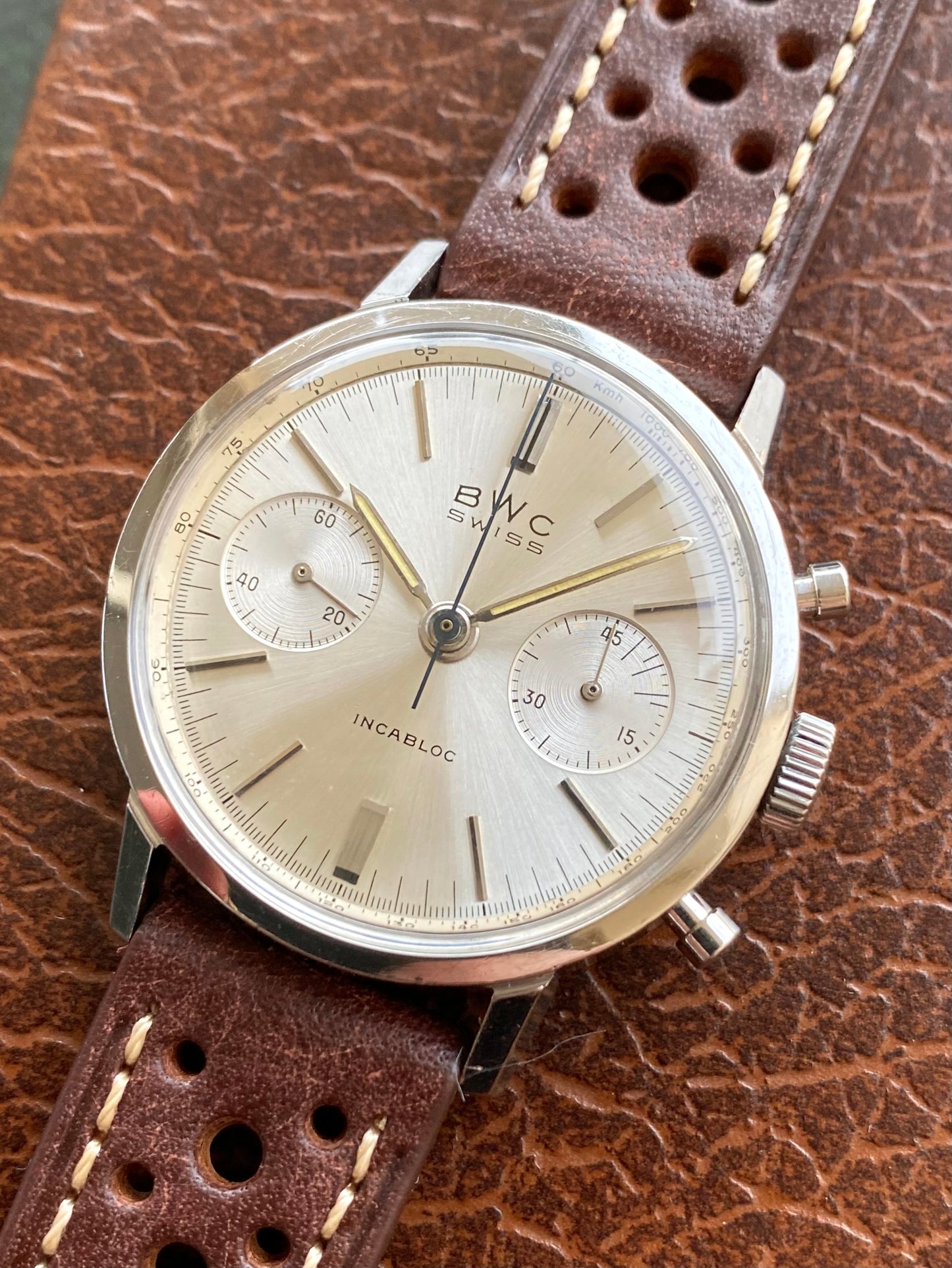 BWC Swiss Montre Vintage Chronographe en Acier - Landeron 248 - 1960