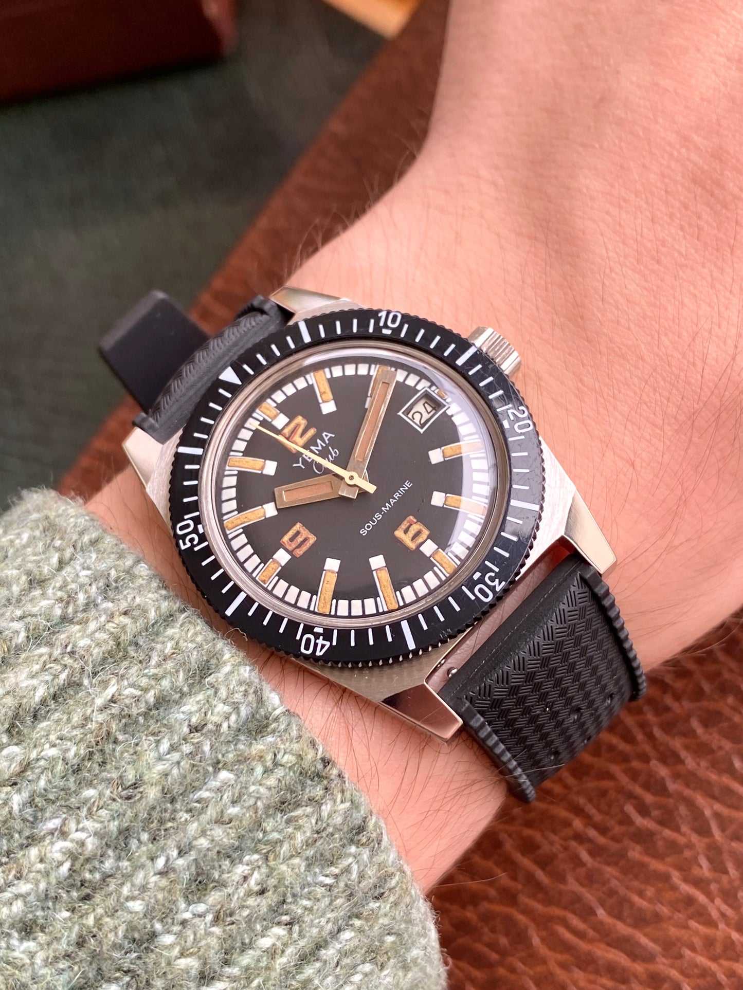 Yema Club Diver Sous-Marine Montre Vintage Mécanique Acier Cal. FE141-2 Plongée 1970