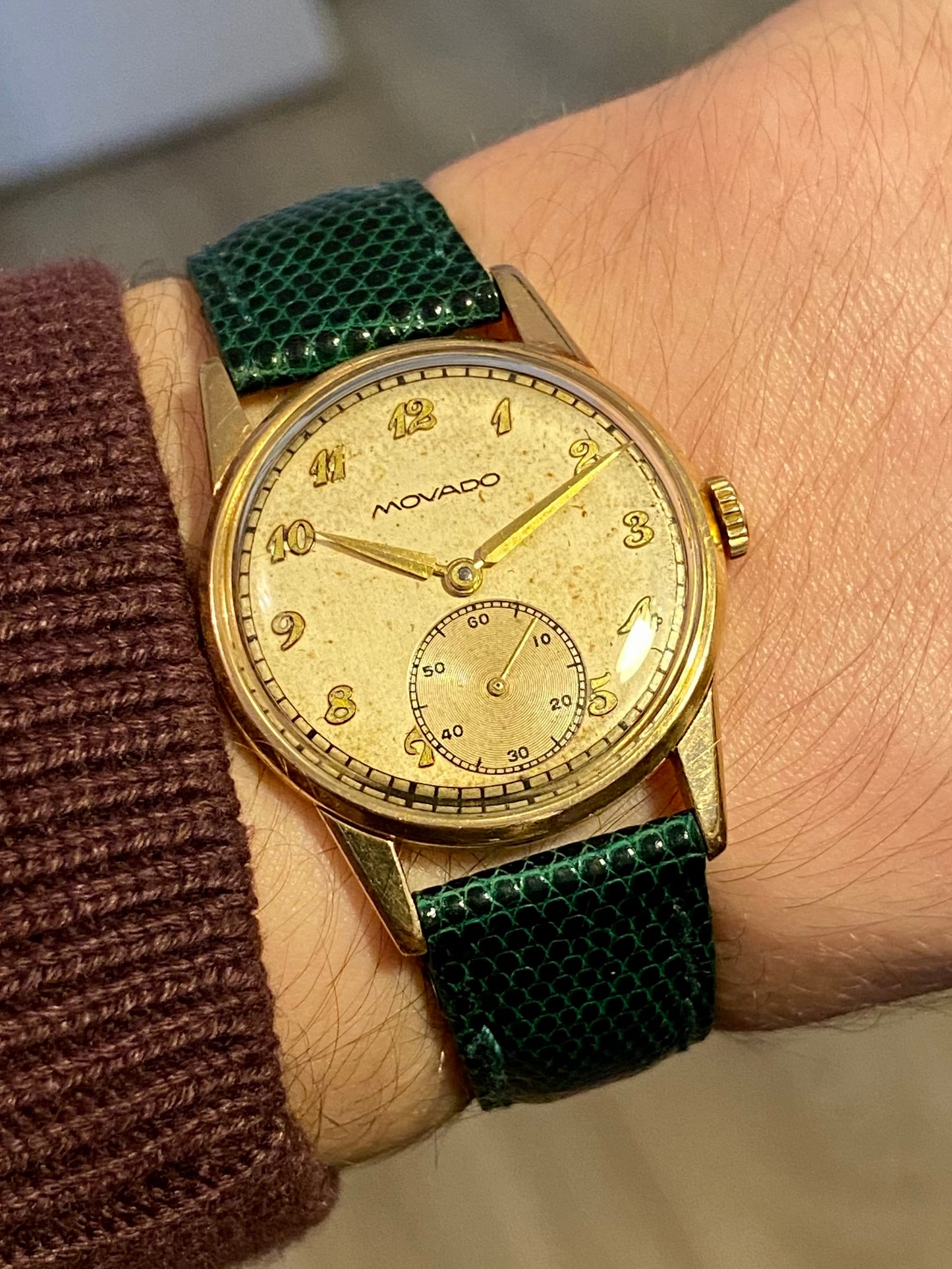 Movado Cal.75 Or Jaune 18k 750/1000 Montre Vintage Mécanique Breguet Dial 1940