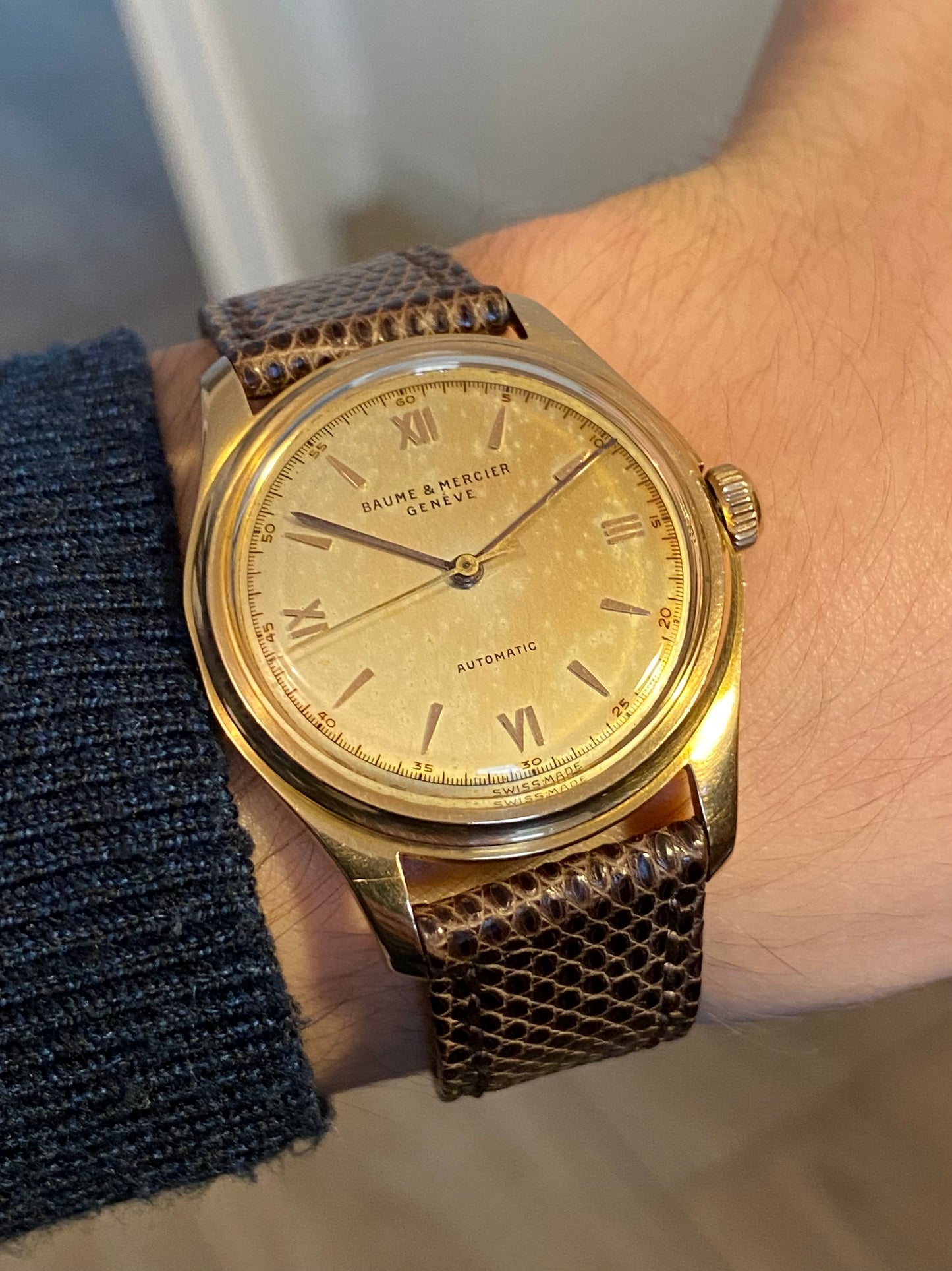 Baume & Mercier Or Rose 18k 750/1000 Bumper Automatic AS1250 Montre Vintage 1950