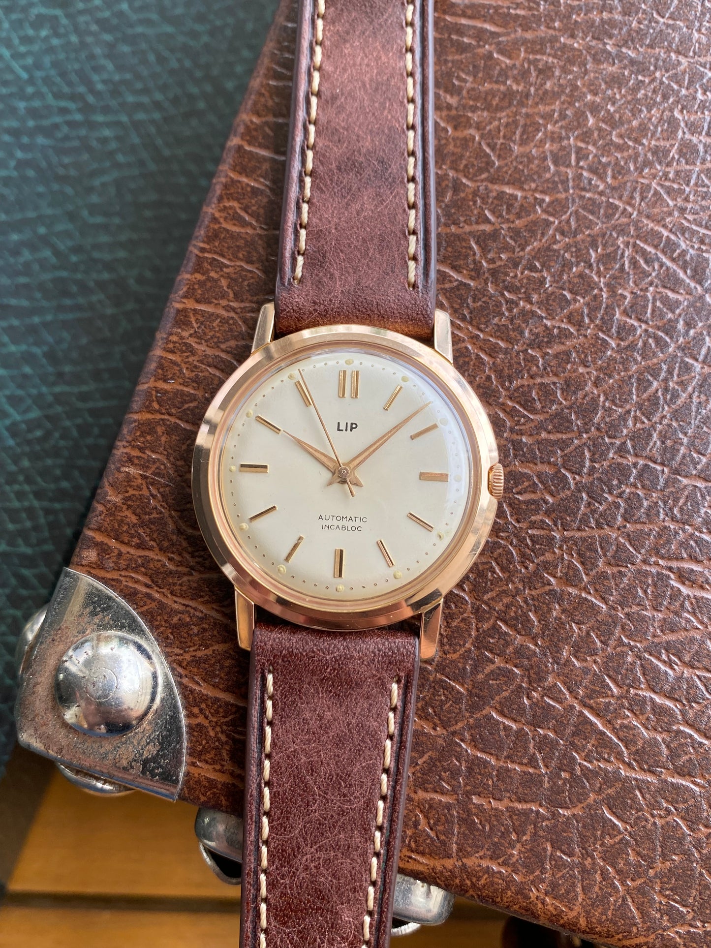 LIP France Automatic R126 - Montre Vintage Mécanique Plaqué Or Rose - 1960