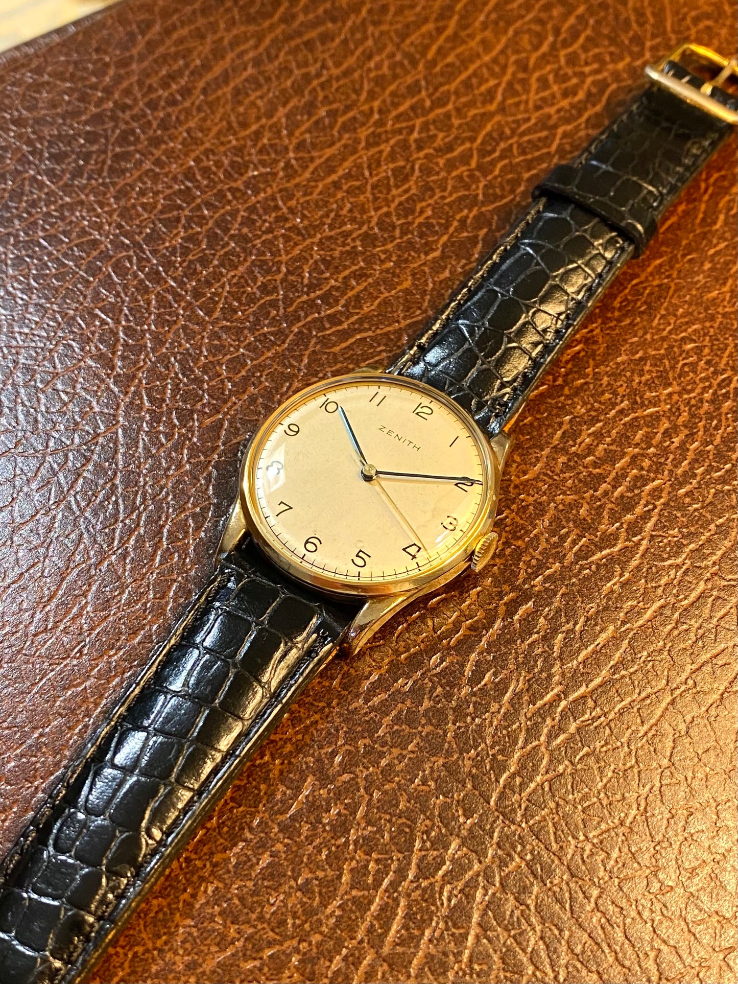 Zenith Plaqué Or Laminé 40 Microns Montre Vintage Mécanique Cal.106 1950