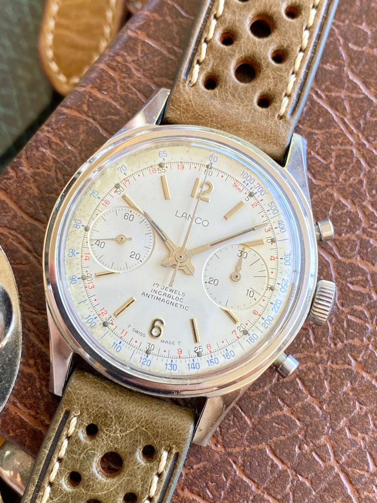 Lanco Chronographe Landeron 248 Acier Montre Vintage Mécanique 1960