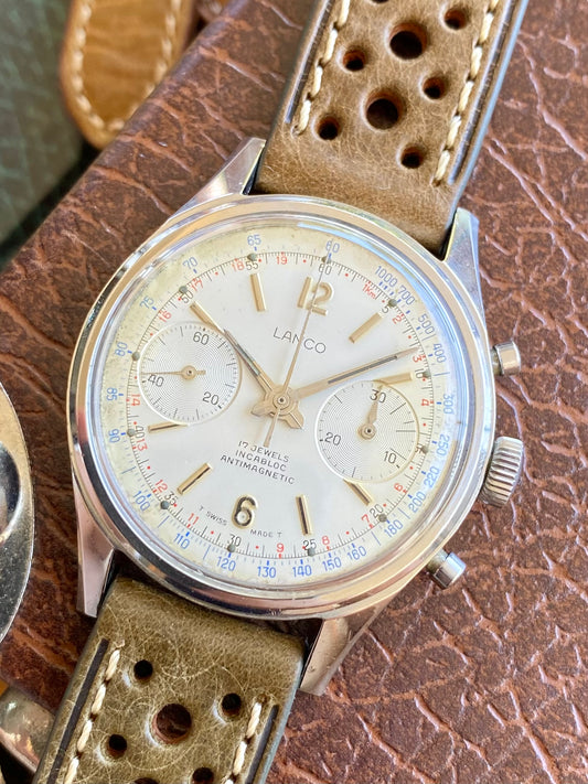 Lanco Chronographe Landeron 248 Acier Montre Vintage Mécanique 1960